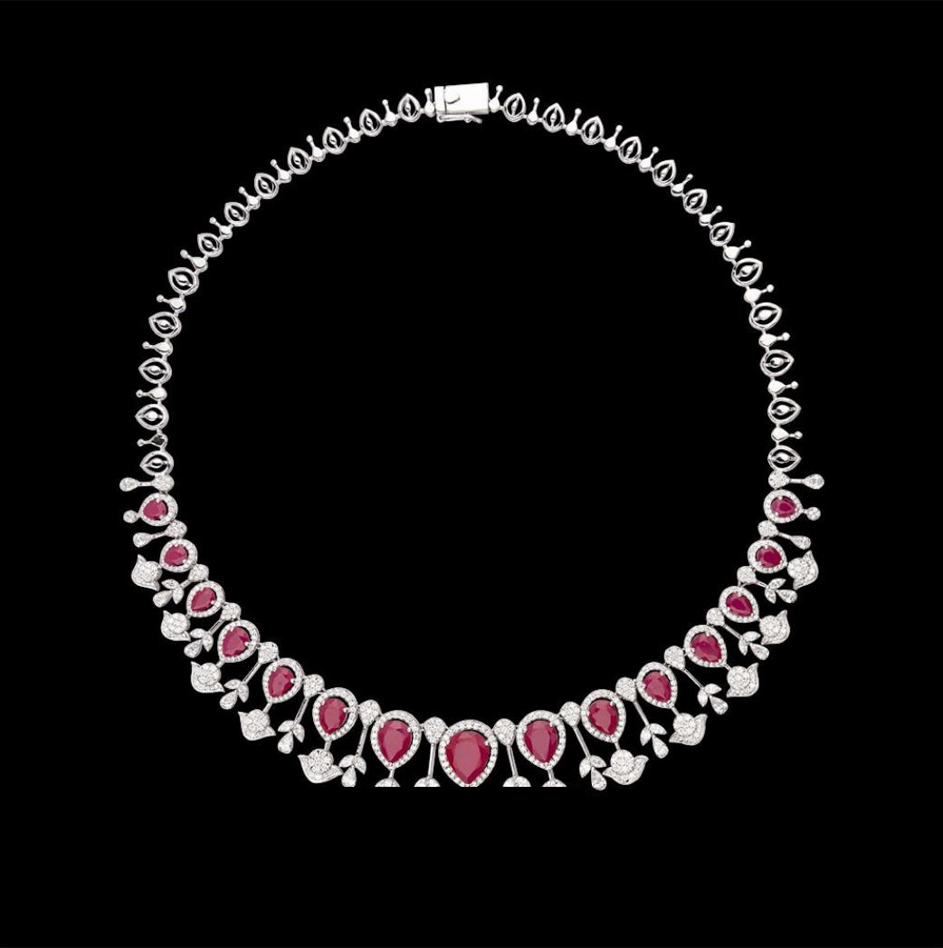 Anouk Ruby Necklace — 18K white gold necklace by Nyce Designz