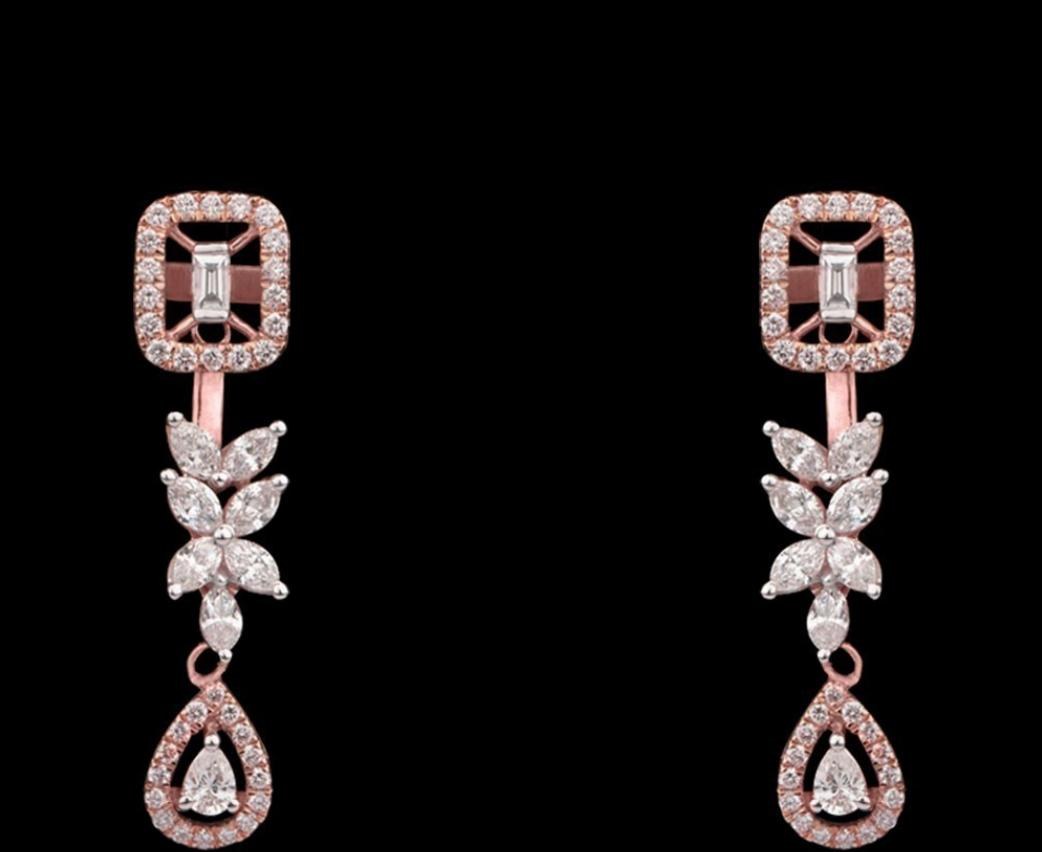 Katriane Diamond Earrings — 18K two-tone gold (rose & white) earrings by Nyce Designz