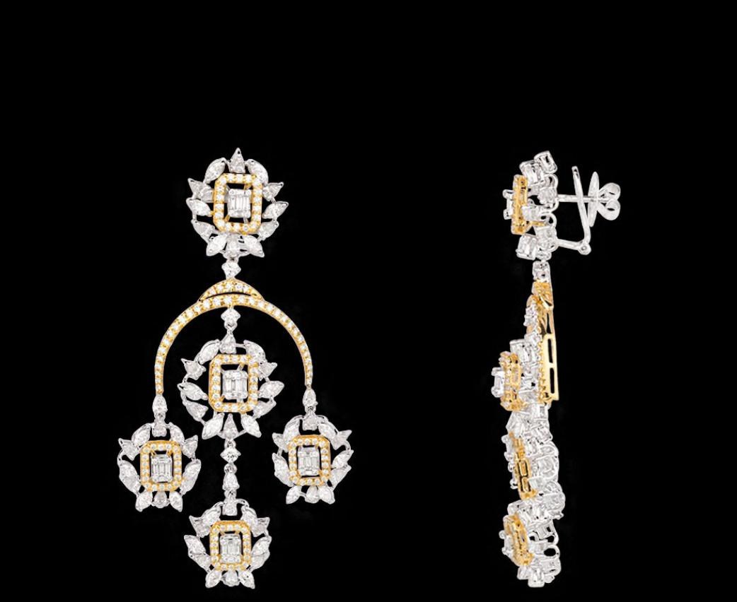 Ondine Diamond Earrings — 18K two-tone gold (white & yellow) earrings by Nyce Designz