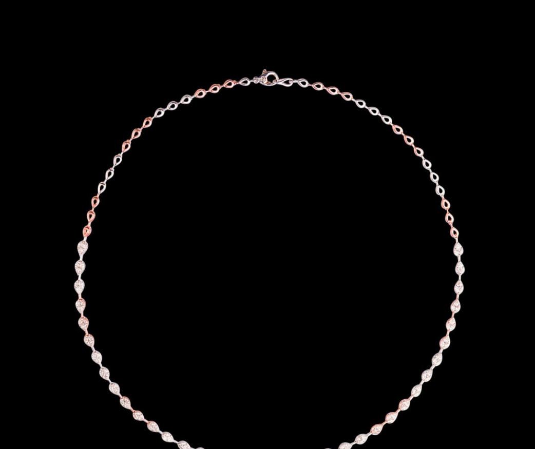 Adelaide Diamond Necklace — 18K two-tone gold (white & rose) necklace by Nyce Designz