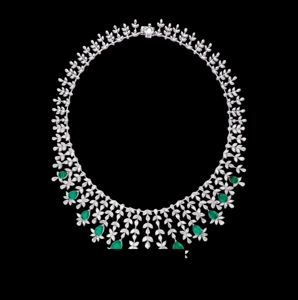 Zoraide Emerald Necklace — 18K white gold necklace by Nyce Designz