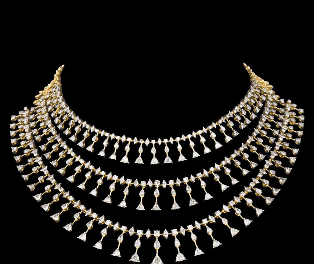 Kalinda Diamond Necklace — 18K two-tone gold (yellow & white) necklace by Nyce Designz