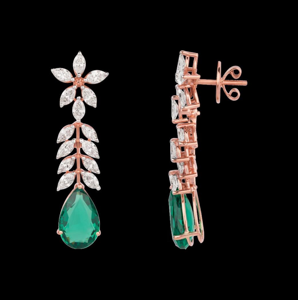 Pearline Emerald Earrings — 18K rose gold earrings by Nyce Designz