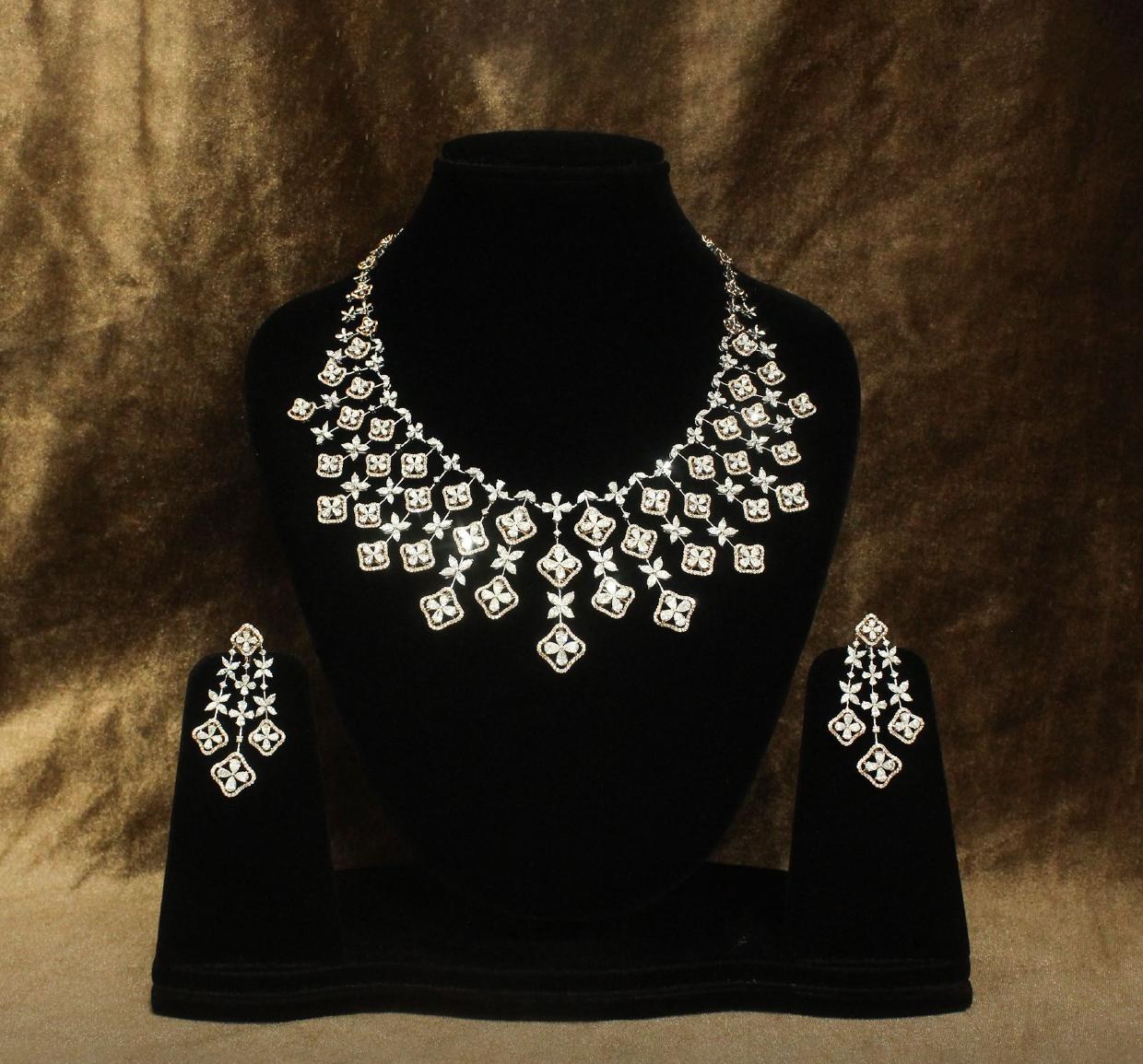 Jolienne Bridal Necklace Set — 18K white gold necklace set by Nyce Designz