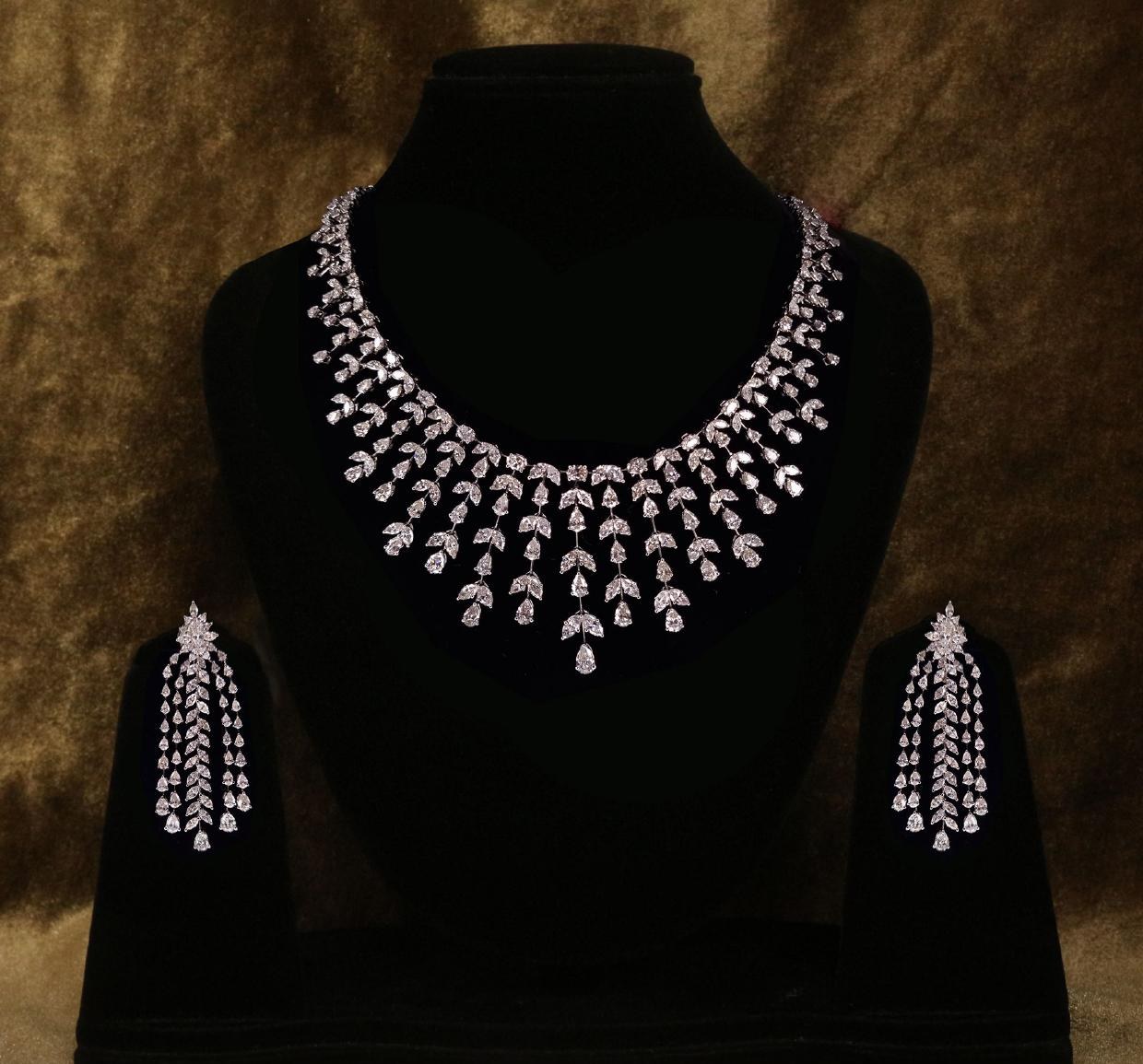 Rosalind Bridal Necklace Set — 18K white gold necklace set by Nyce Designz