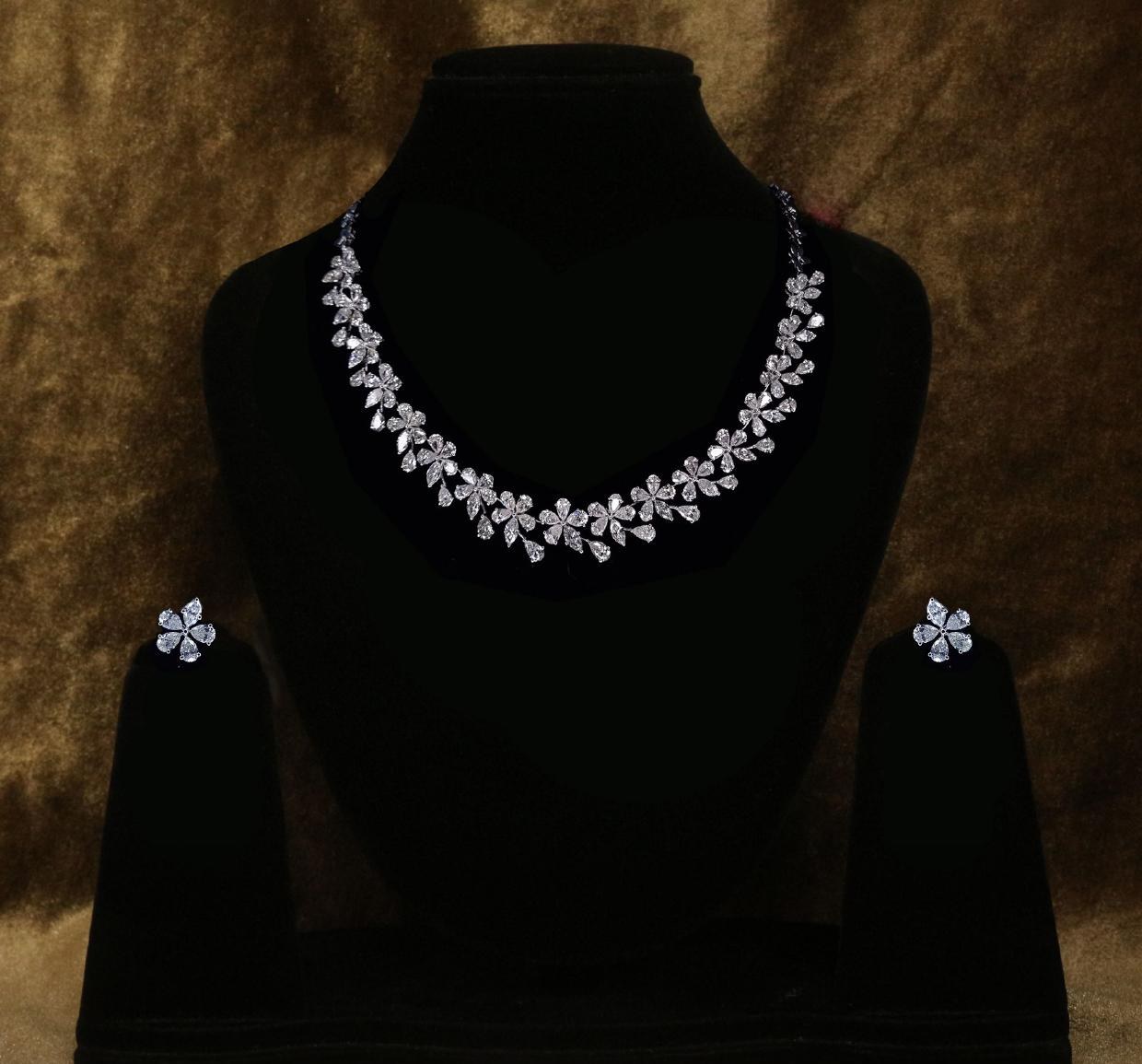 Seraphine Bridal Necklace Set — 18K white gold necklace set by Nyce Designz