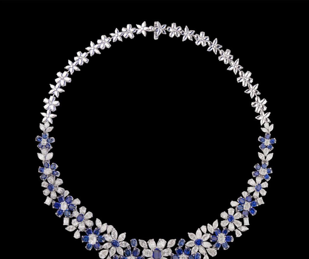 Tessaline Sapphire Necklace — 18K white gold necklace by Nyce Designz