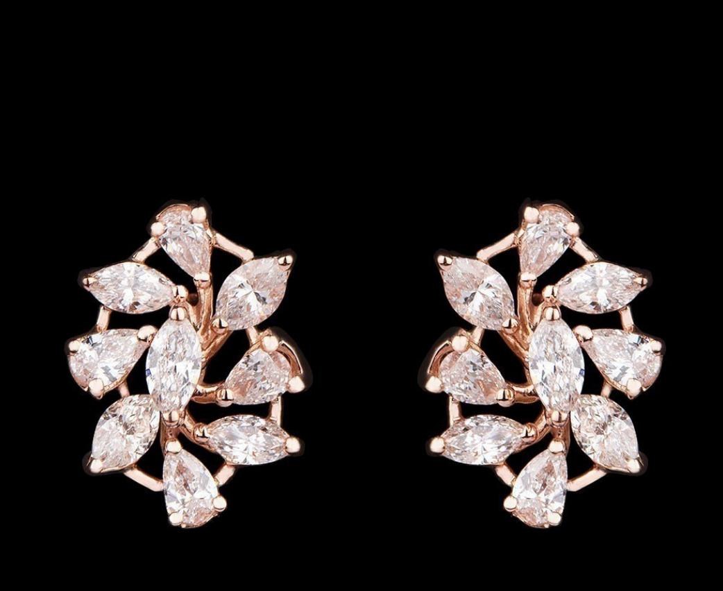 Octavie Diamond Earrings — 18K two-tone gold (white & rose) earrings by Nyce Designz