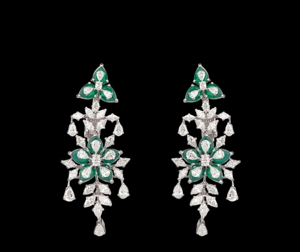 Ilaria Emerald Earrings — 18K white gold earrings by Nyce Designz