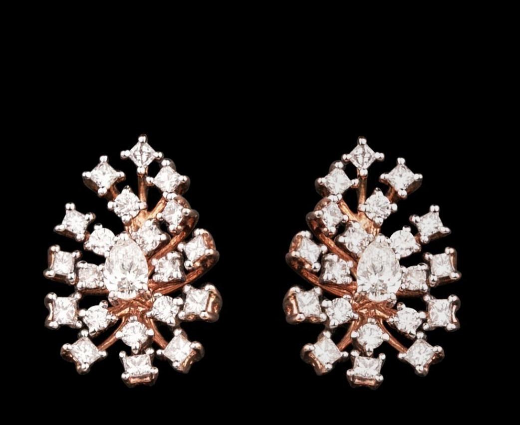 Solene Diamond Earrings — 18K two-tone gold (white & rose) earrings by Nyce Designz