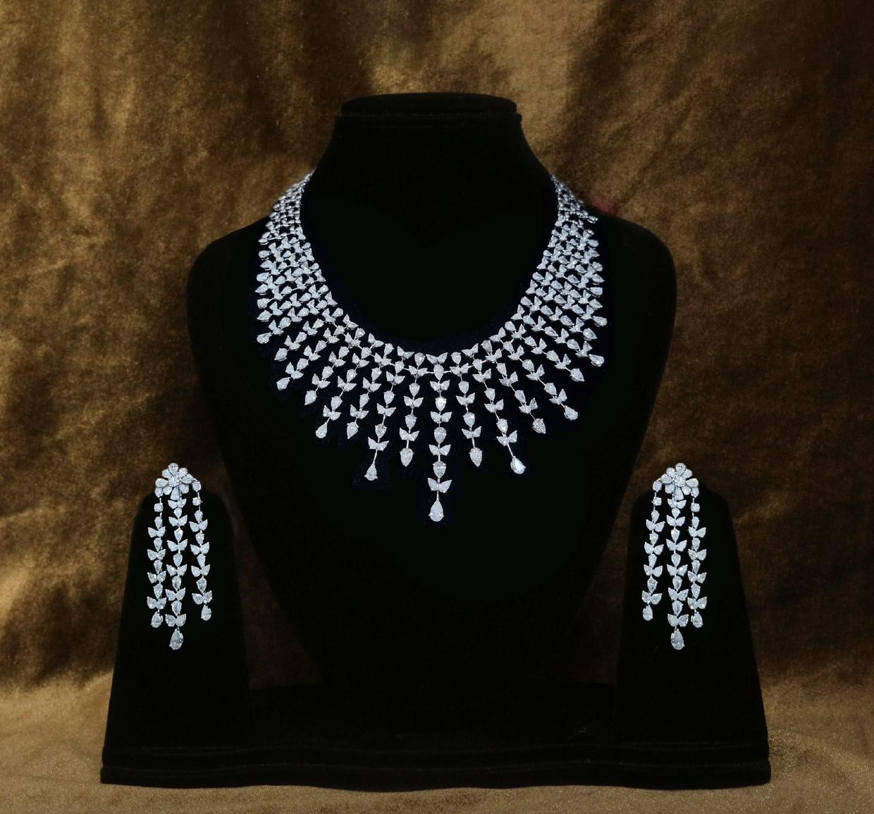 Yvaine Bridal Necklace Set — 18K white gold necklace set by Nyce Designz