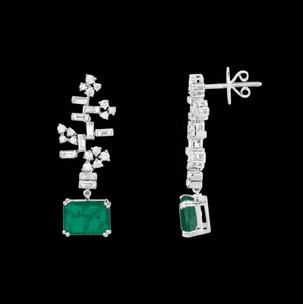 Orlane Emerald Earrings — 18K white gold earrings by Nyce Designz