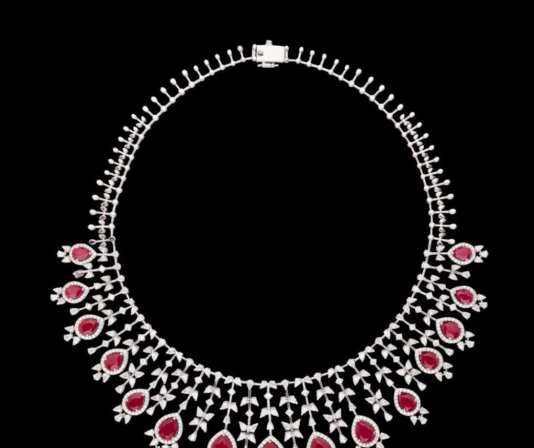 Elysia Ruby Necklace — 18K white gold necklace by Nyce Designz