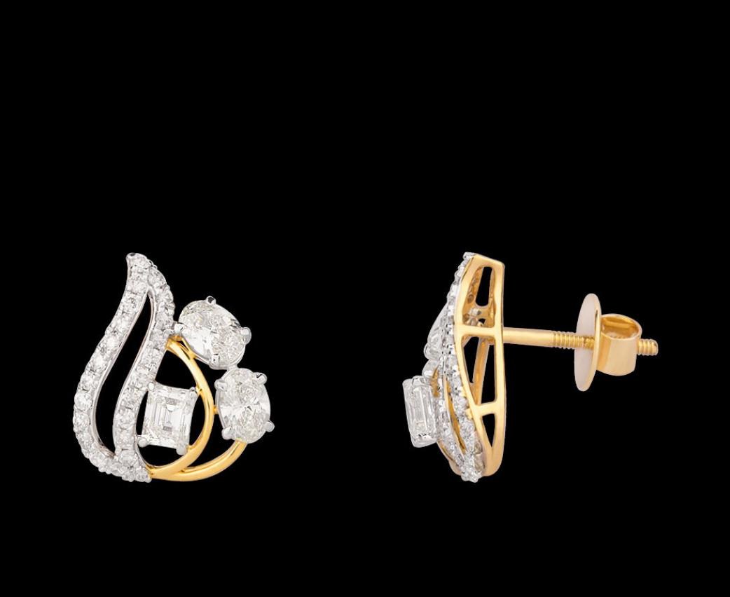 Ursule Diamond Earrings — 18K two-tone gold (white & yellow) earrings by Nyce Designz