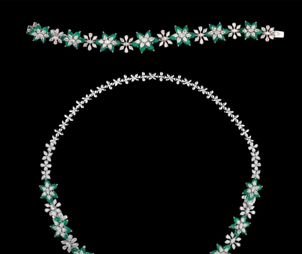 Hyacinthe Emerald Necklace — 18K white gold necklace by Nyce Designz
