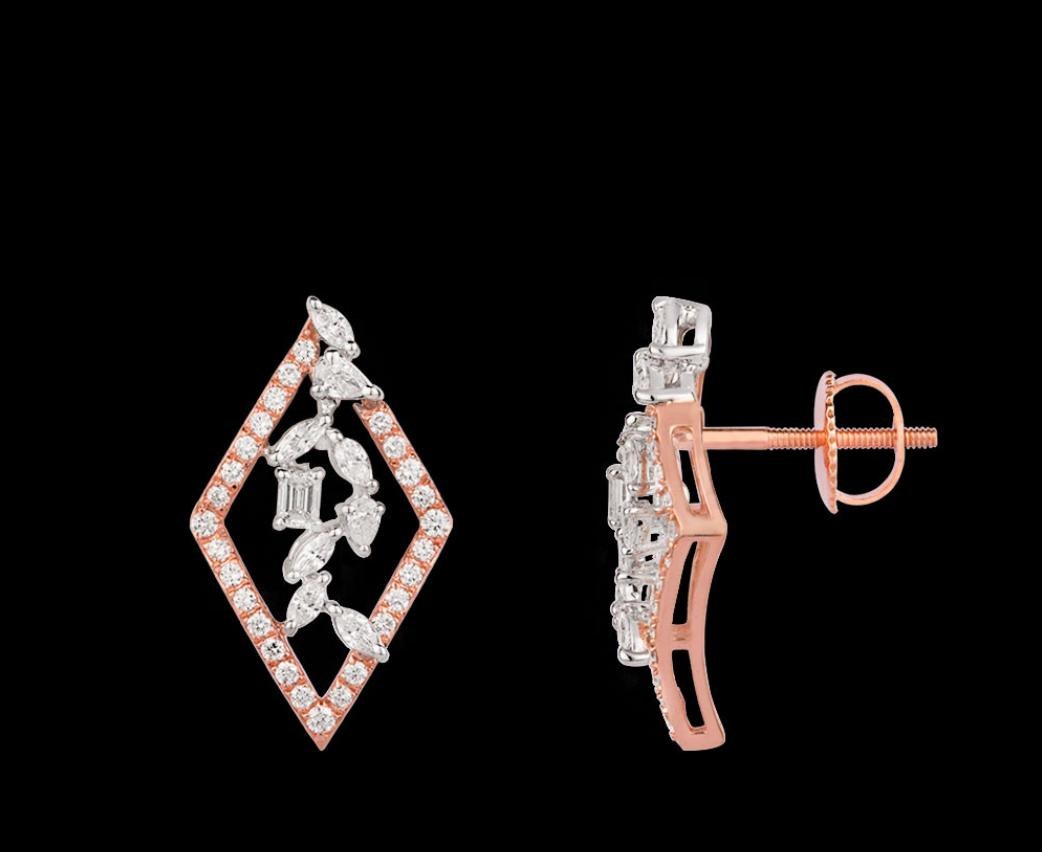 Noelle Diamond Earrings — 18K two-tone gold (white & rose) earrings by Nyce Designz