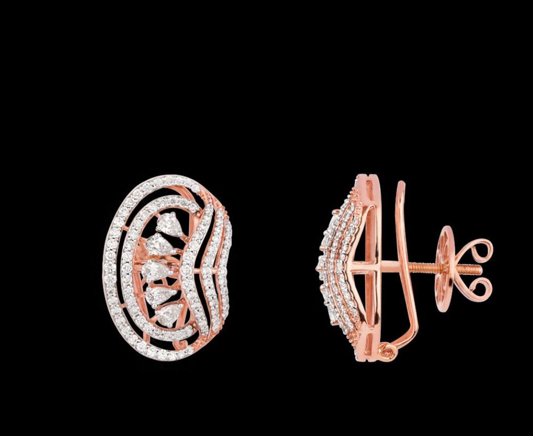 Perrine Diamond Earrings — 18K two-tone gold (rose & white) earrings by Nyce Designz