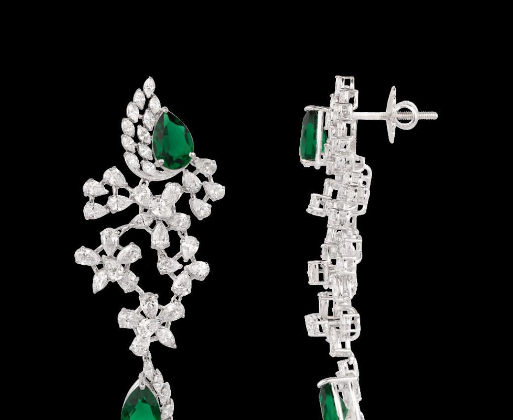 Marisol Emerald Earrings — 18K white gold earrings by Nyce Designz