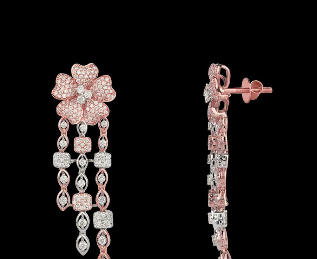 Florentine Diamond Earrings — 18K two-tone gold (rose & white) earrings by Nyce Designz