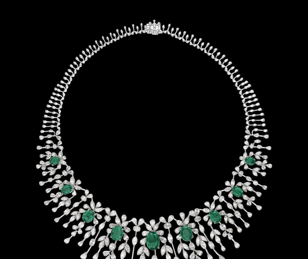 Persephone Emerald Necklace — 18K white gold necklace by Nyce Designz