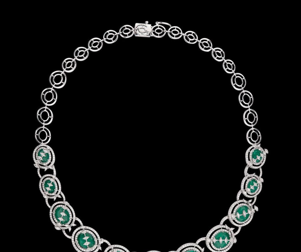 Winona Emerald Necklace — 18K white gold necklace by Nyce Designz