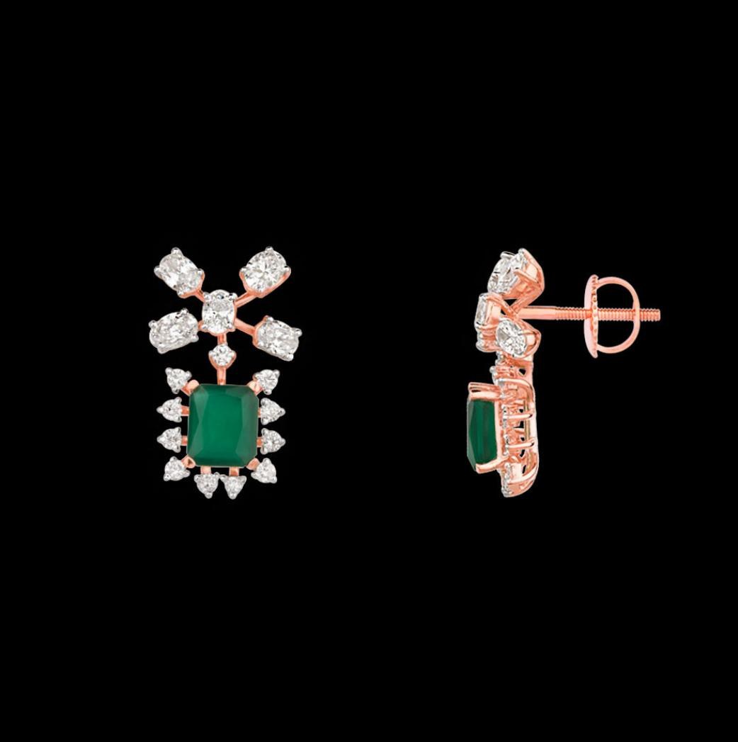 Blanchette Emerald Earrings — 18K rose gold earrings by Nyce Designz
