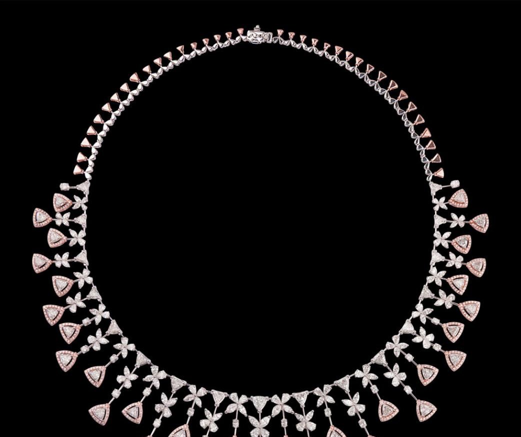Jasmyn Diamond Necklace — 18K two-tone gold (white & rose) necklace by Nyce Designz