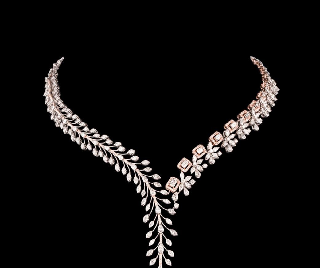 Honorine Diamond Necklace — 18K two-tone gold (white & rose) necklace by Nyce Designz