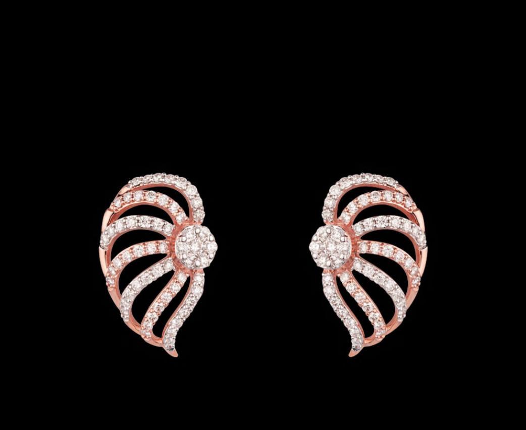Roxane Diamond Earrings — 18K two-tone gold (rose & white) earrings by Nyce Designz