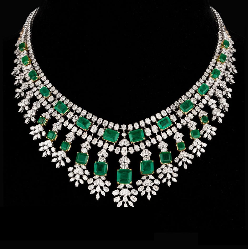 Lucienne Emerald Necklace — 18K white gold necklace by Nyce Designz