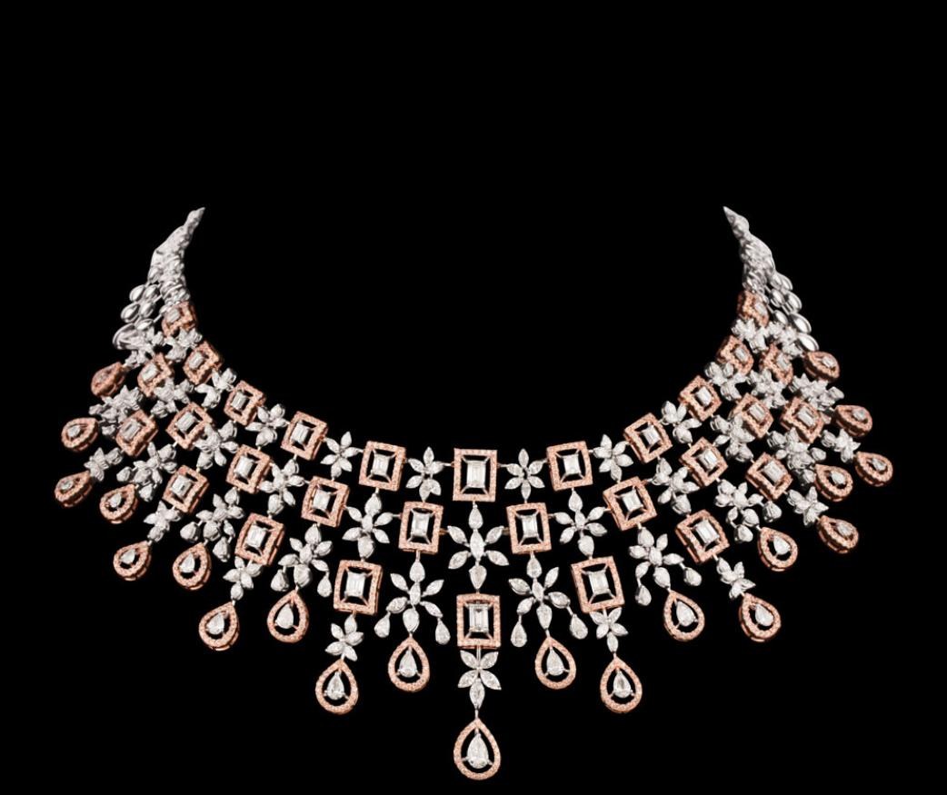 Winsome Diamond Necklace — 18K two-tone gold (white & rose) necklace by Nyce Designz