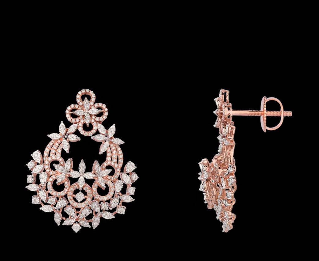 Xanthe Diamond Earrings — 18K two-tone gold (rose & white) earrings by Nyce Designz