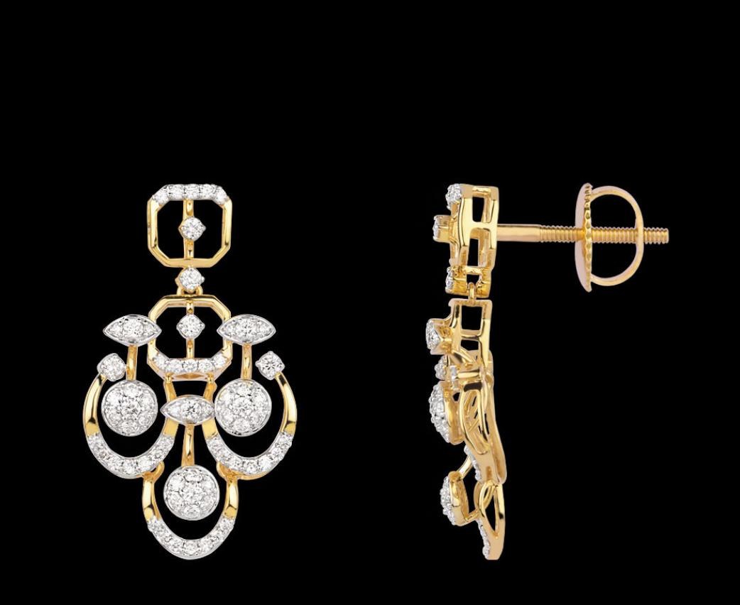 Zelie Diamond Earrings — 18K two-tone gold (yellow & white) earrings by Nyce Designz