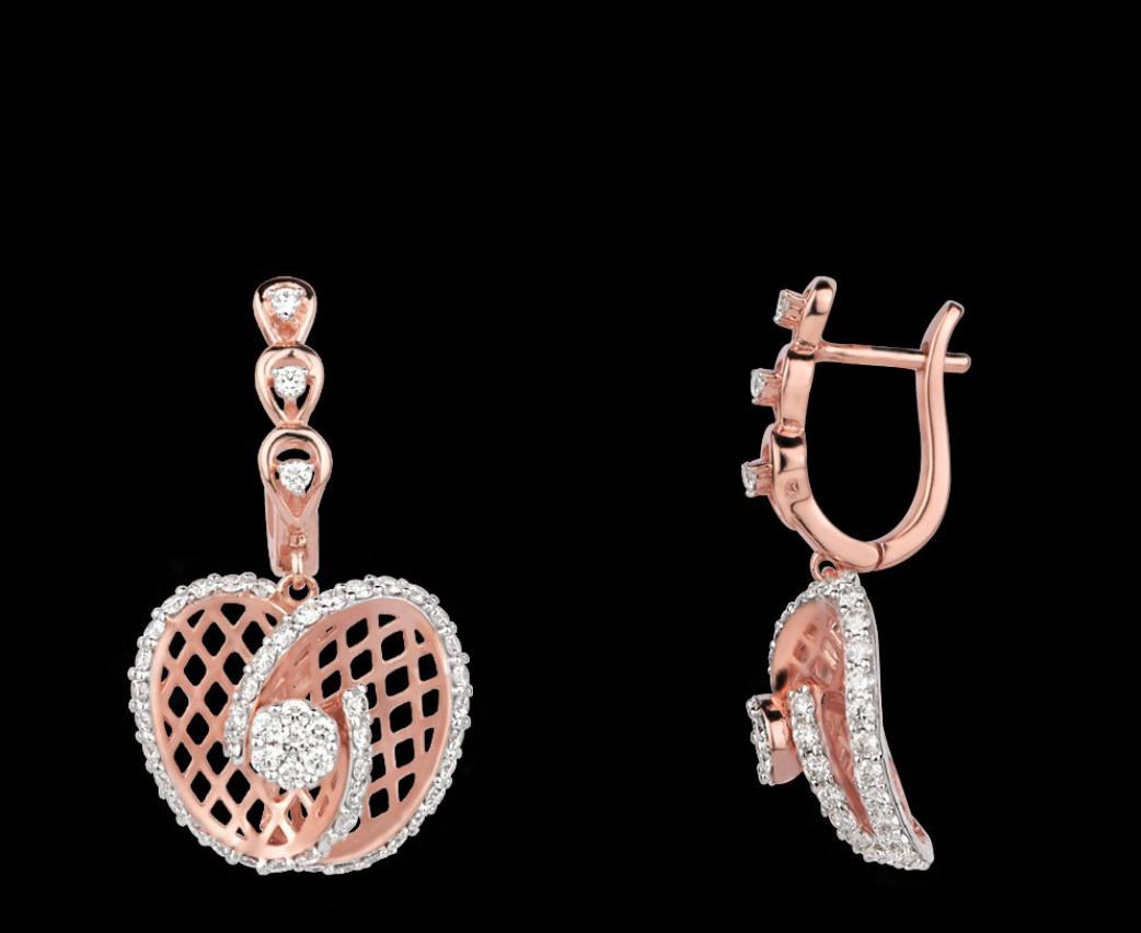 Doriane Diamond Earrings — 18K two-tone gold (rose & white) earrings by Nyce Designz